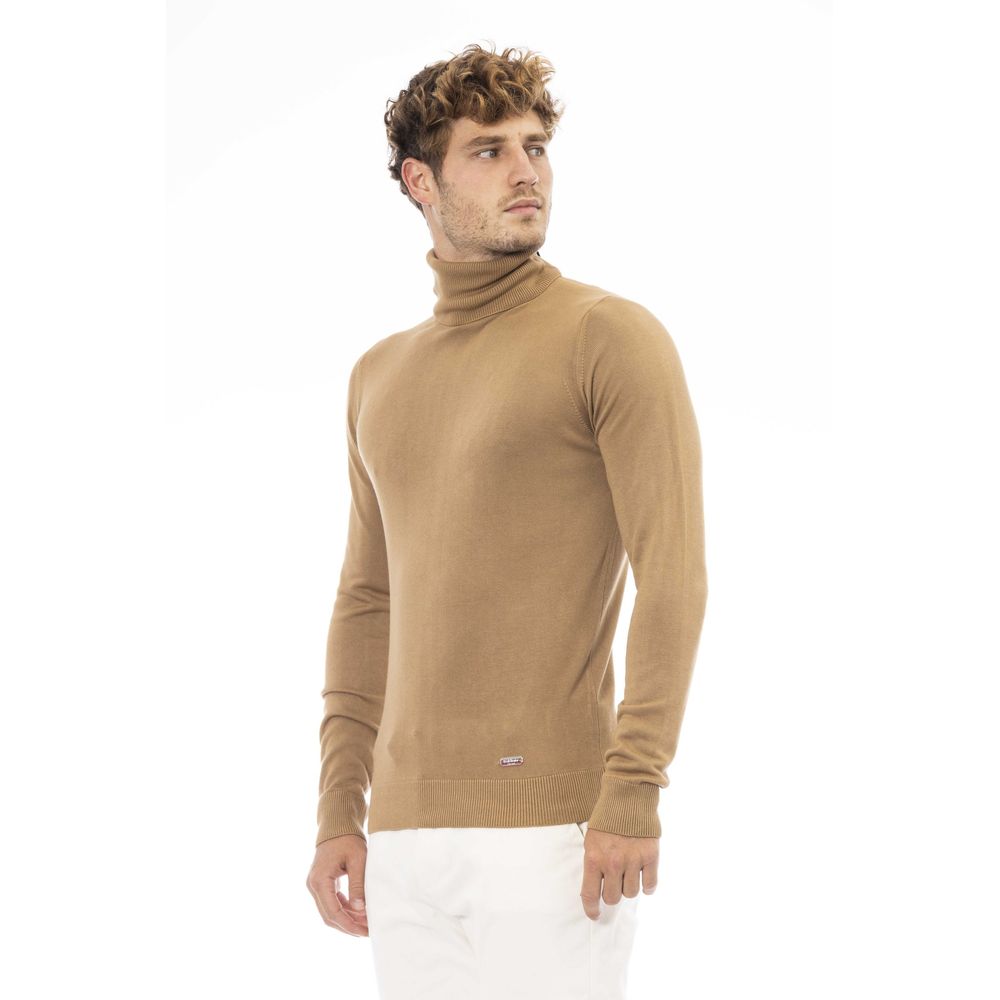 Pull col roulé en modal et cachemire beige tendance Baldinini