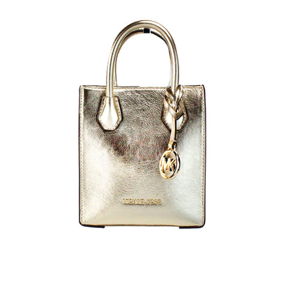 Michael Kors Mercer XS Bolso bandolera Shopper North South metalizado en dorado pálido