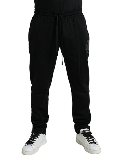 Pantalon de jogging en coton noir Dolce &amp; gabbana