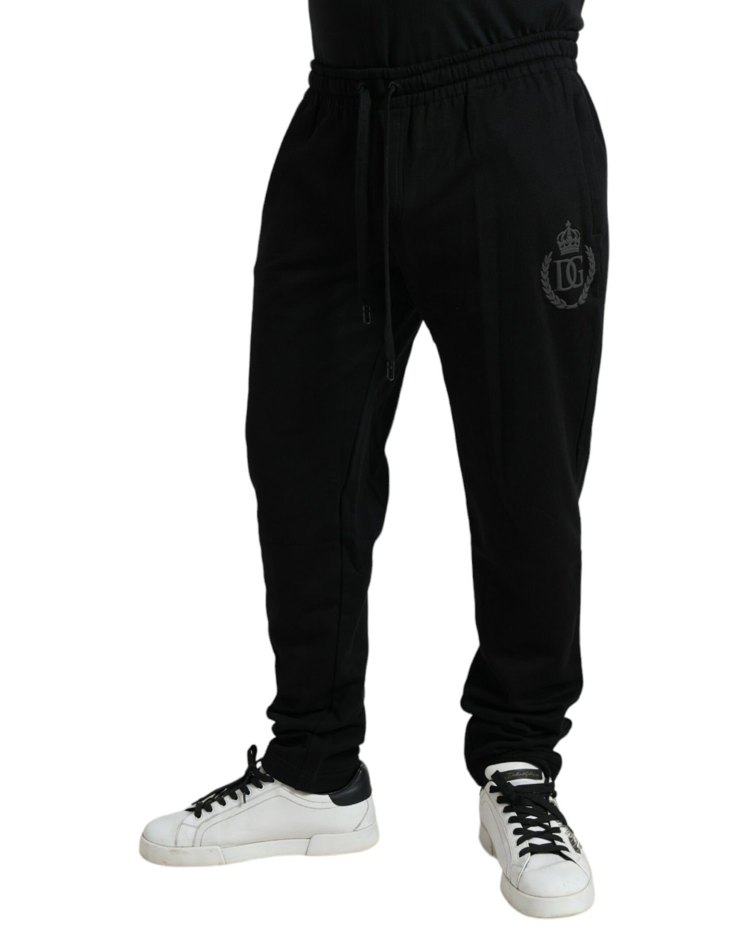 Pantalon de jogging en coton noir Dolce &amp; gabbana