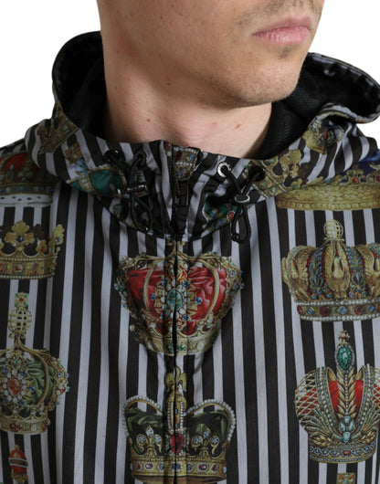 Dolce &amp; Gabbana veste technique à capuche noire et blanche