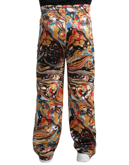 Dolce &amp; Gabbana - Pantalon de survêtement en satin en marbre multicolore