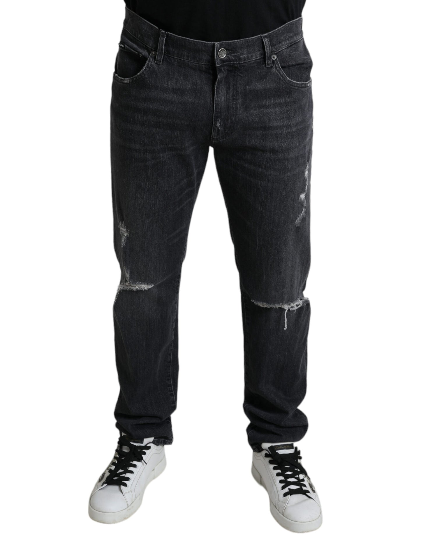 Dolce &amp; Gabbana Jean slim élégant en denim en lambeaux