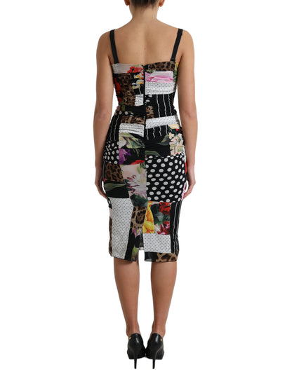 Robe midi en soie patchwork Dolce &amp; gabbana