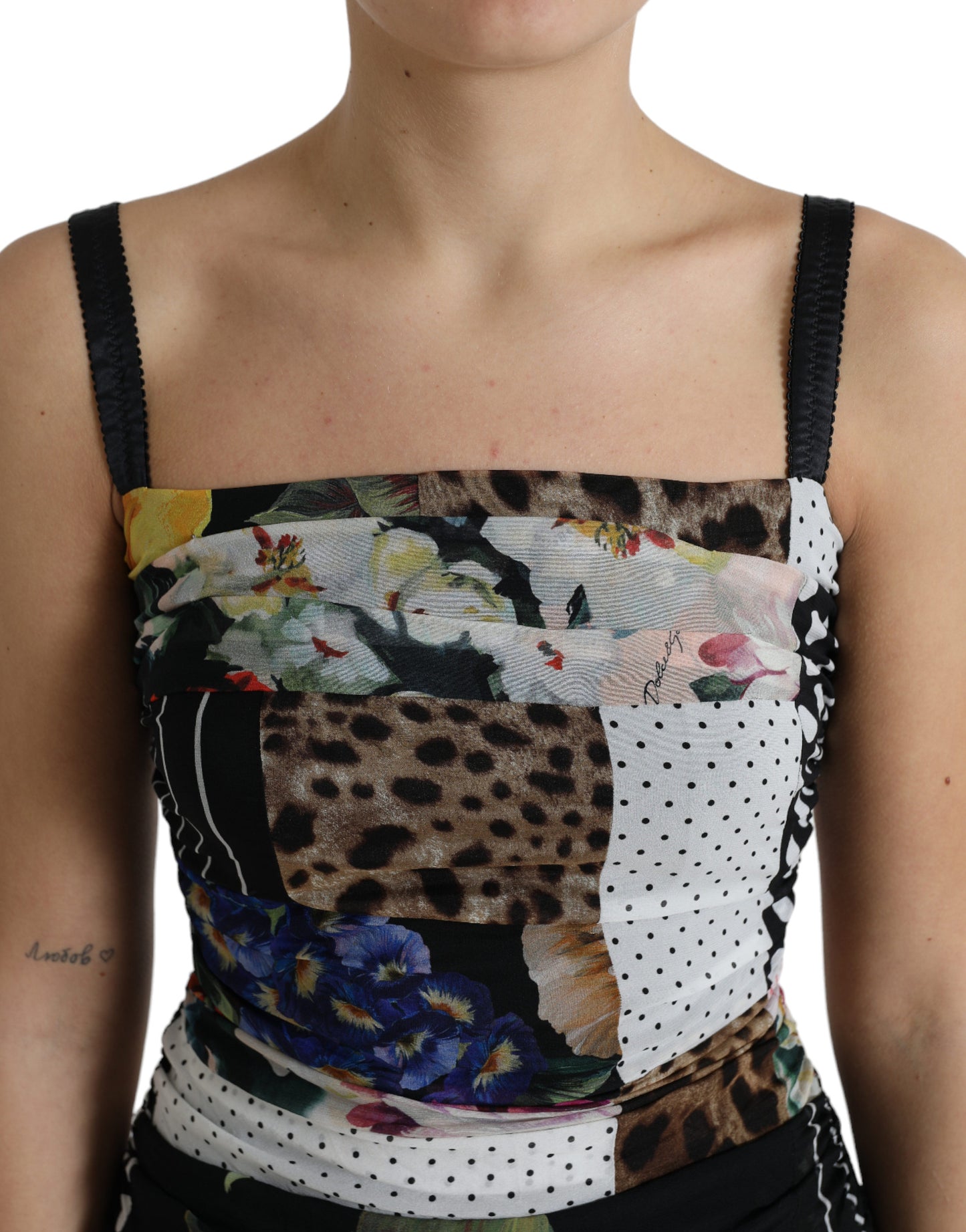 Robe midi en soie patchwork Dolce &amp; gabbana