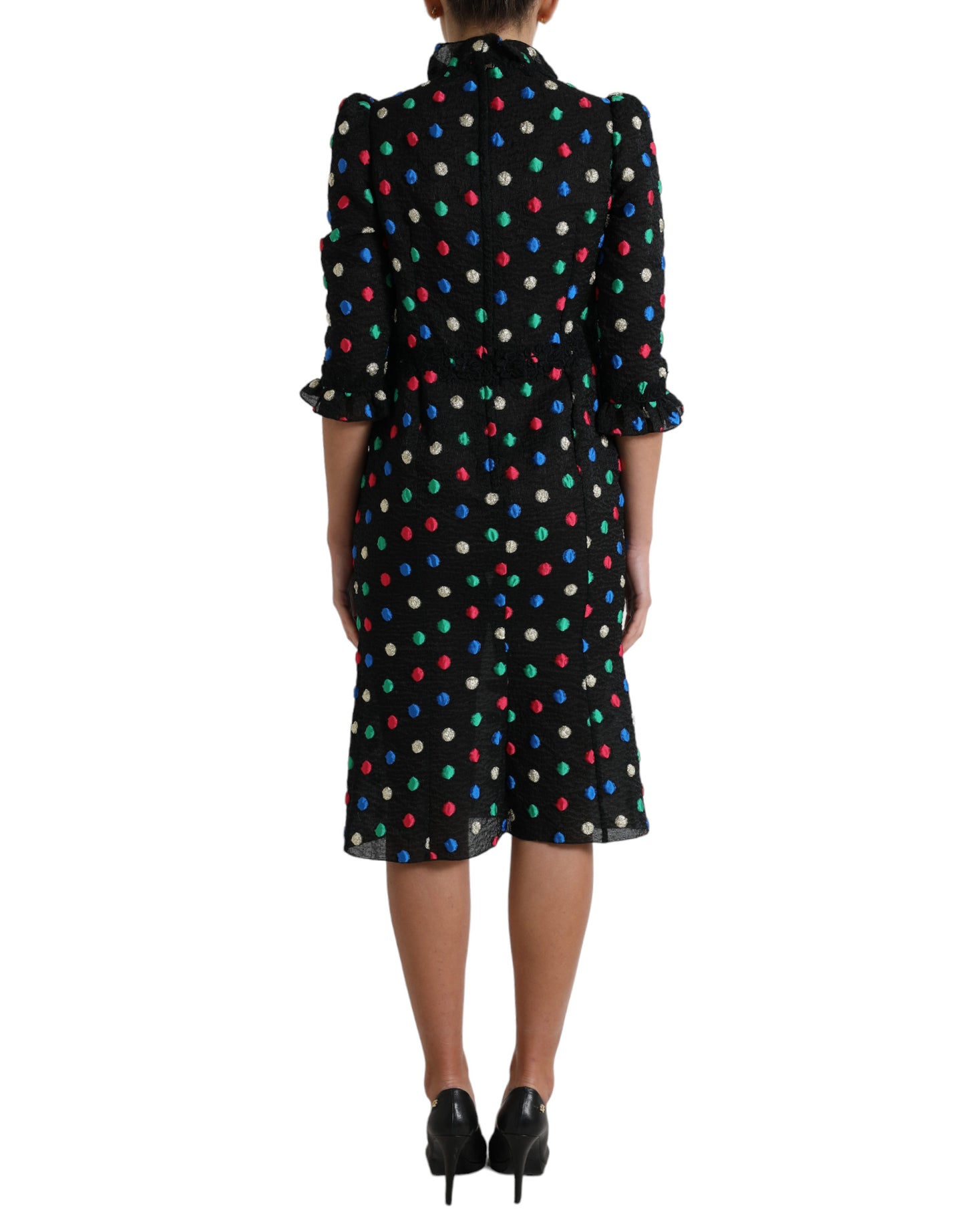 Dolce &amp; gabbana - Robe midi à pois et col montant