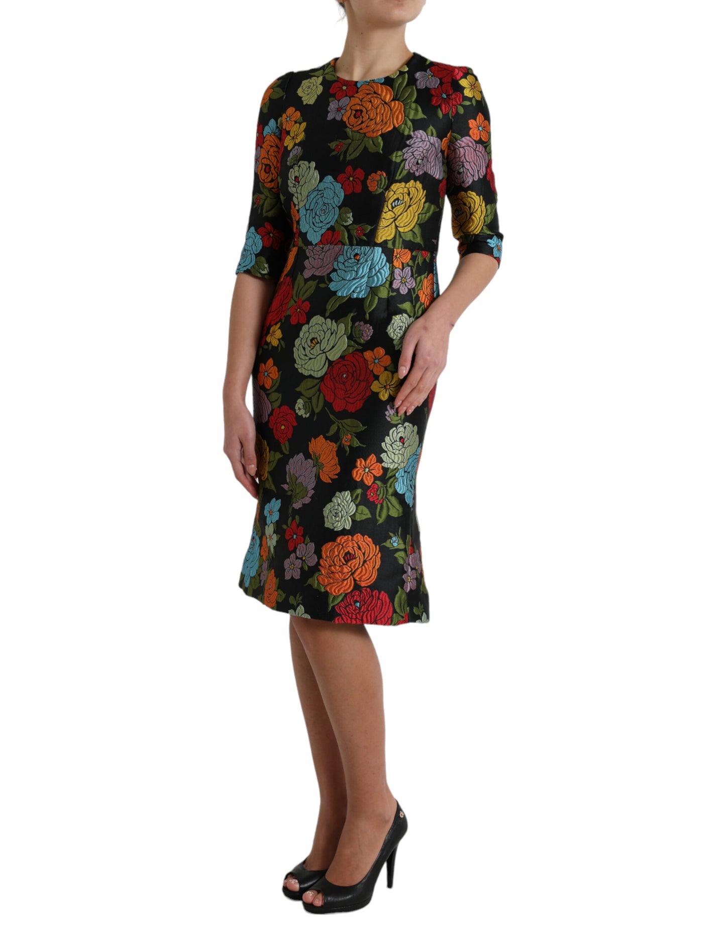 Robe crayon brodée de fleurs Dolce &amp; gabbana