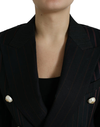 Dolce &amp; gabbana blazer croisé en laine rayé