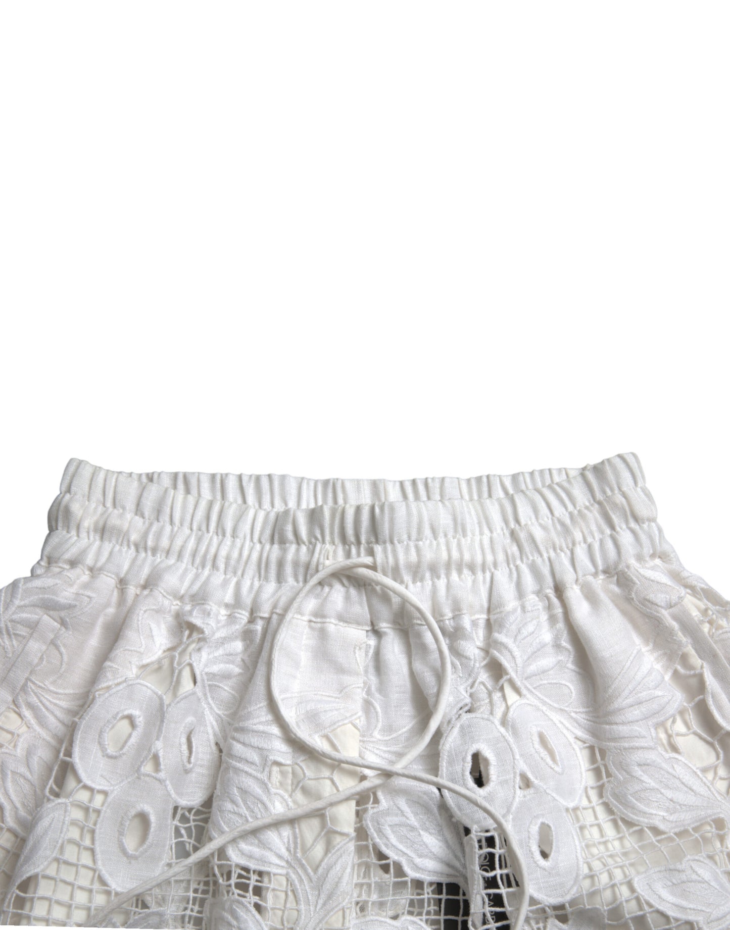 Dolce &amp; Gabbana - Short taille haute en dentelle - Blanc pur