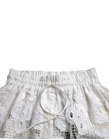 Dolce &amp; Gabbana - Short taille haute en dentelle - Blanc pur