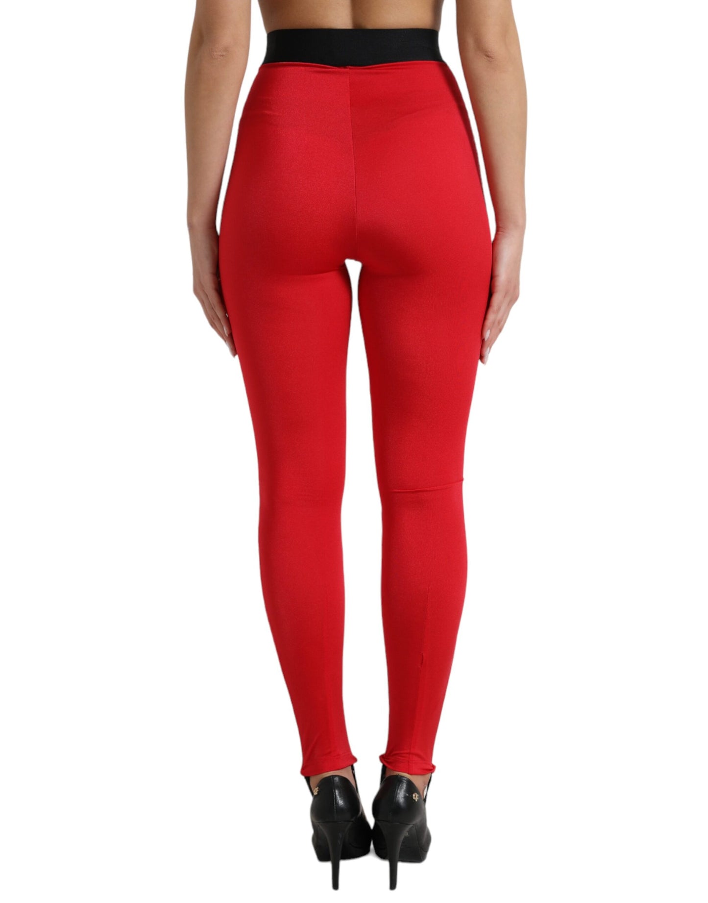 Dolce & Gabbana Elegant High Waist Red Leggings