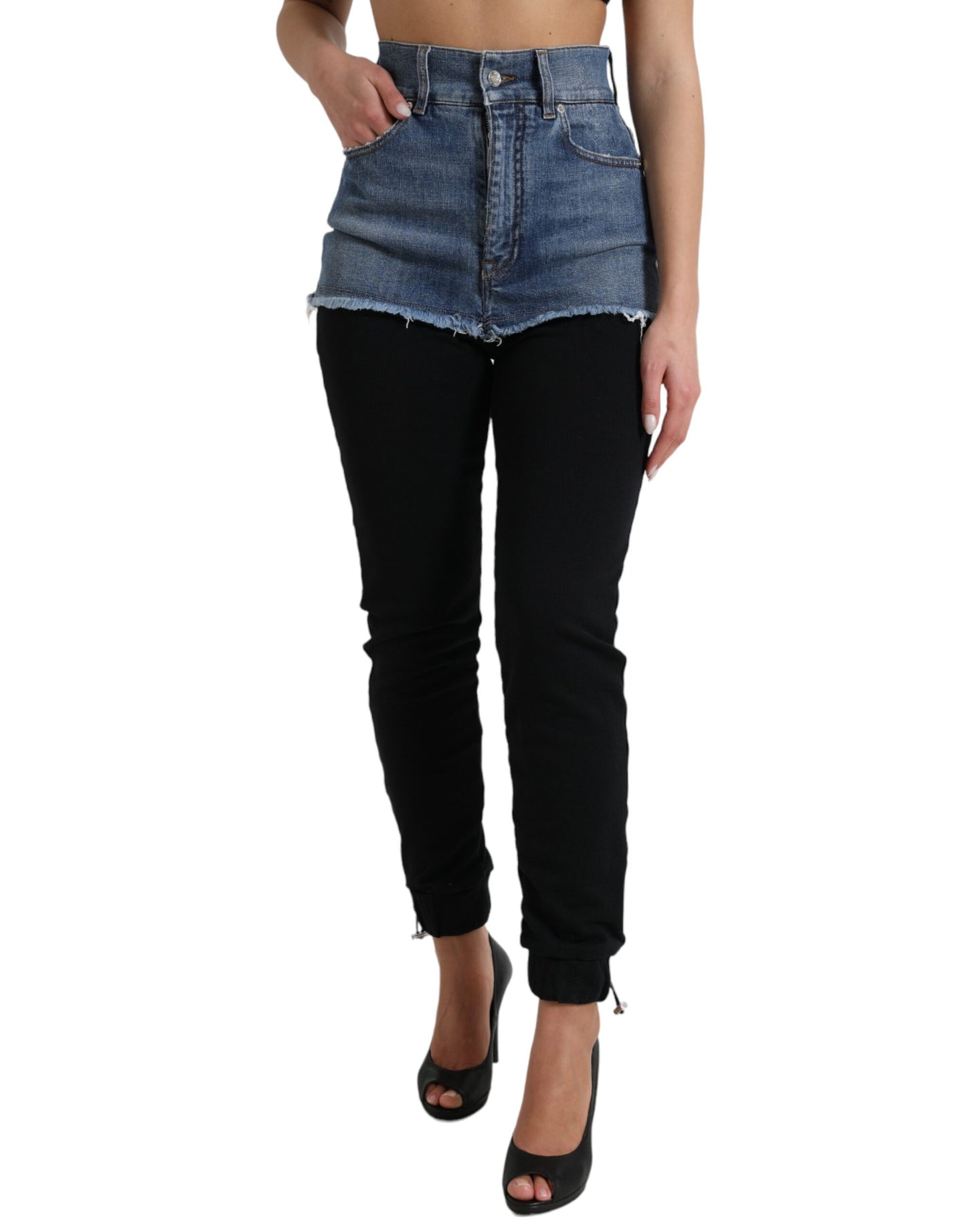 Dolce &amp; Gabbana pantalon skinny taille haute avec short en jean