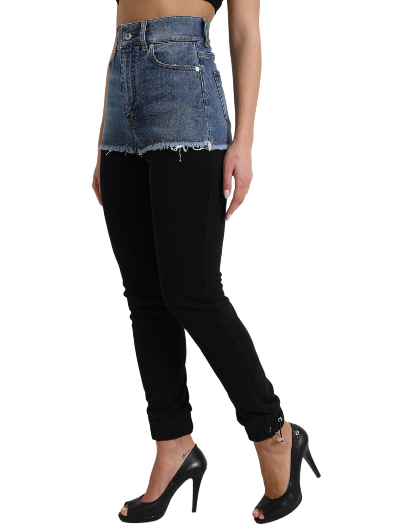 Dolce &amp; Gabbana pantalon skinny taille haute avec short en jean