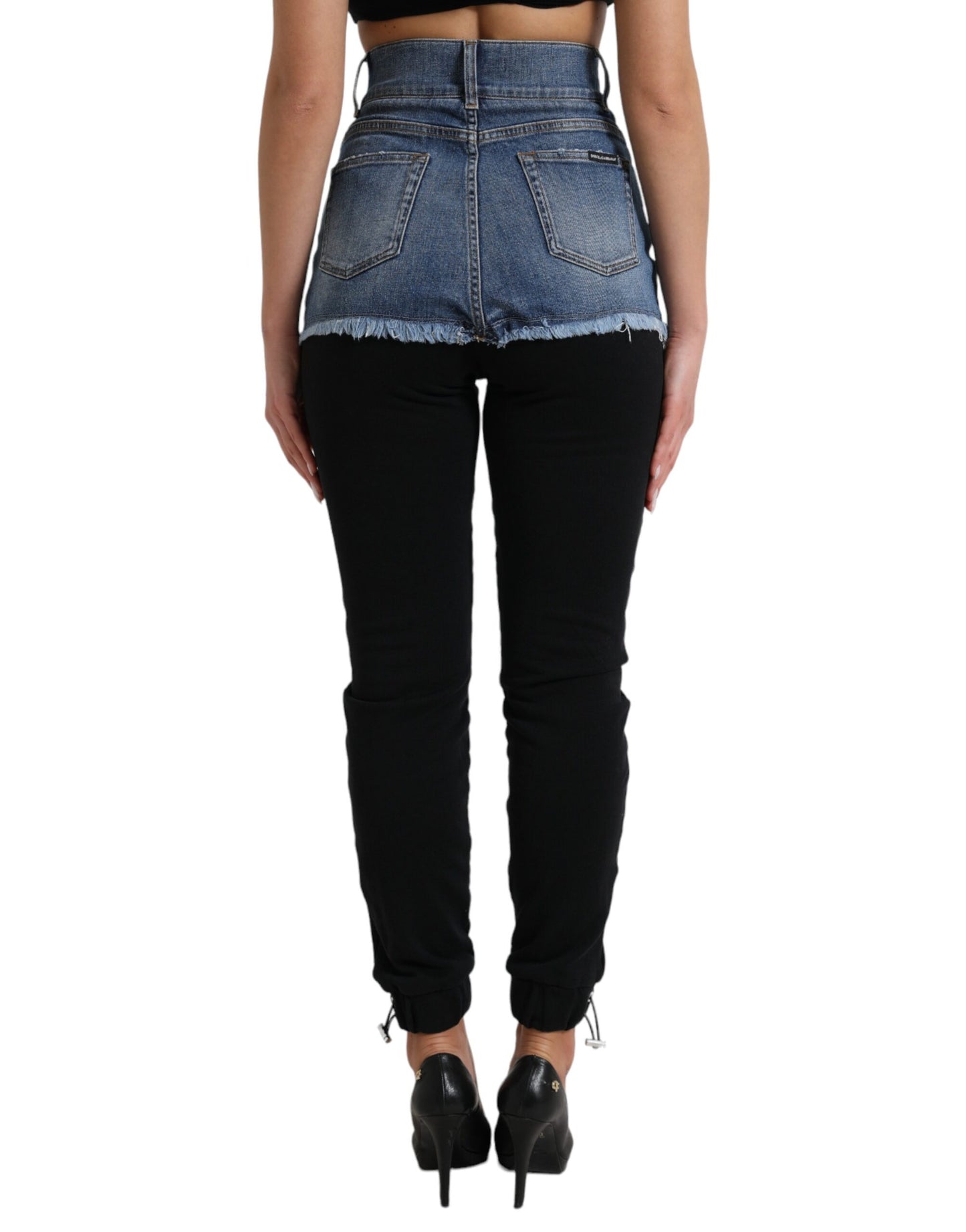 Dolce &amp; Gabbana pantalon skinny taille haute avec short en jean