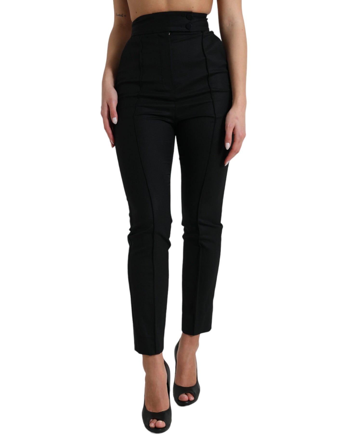 Dolce &amp; gabbana pantalon fuselé en laine taille haute