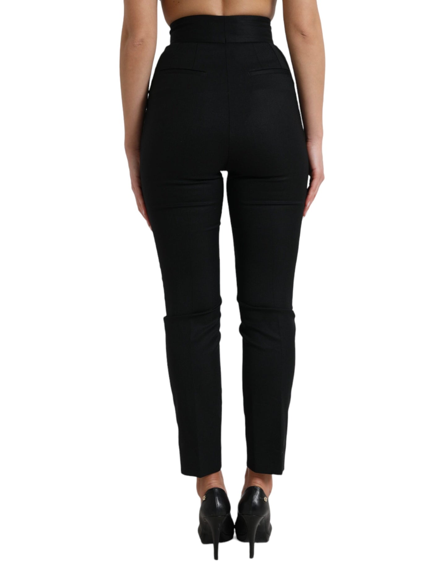 Dolce &amp; gabbana pantalon fuselé en laine taille haute