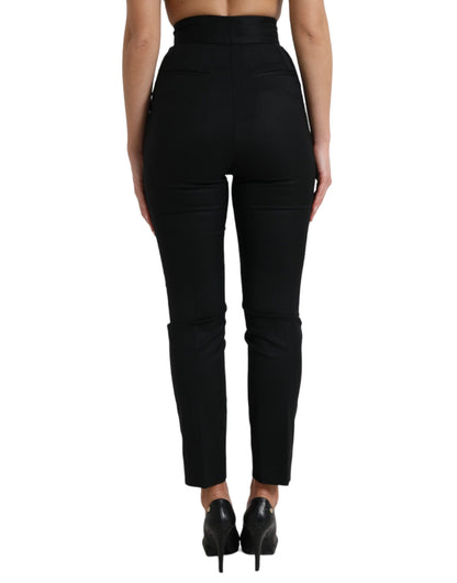 Dolce &amp; gabbana pantalon fuselé en laine taille haute