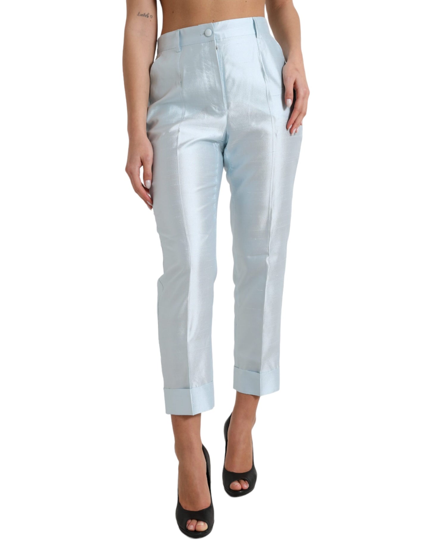 Dolce &amp; gabbana pantalon court taille haute bleu ciel