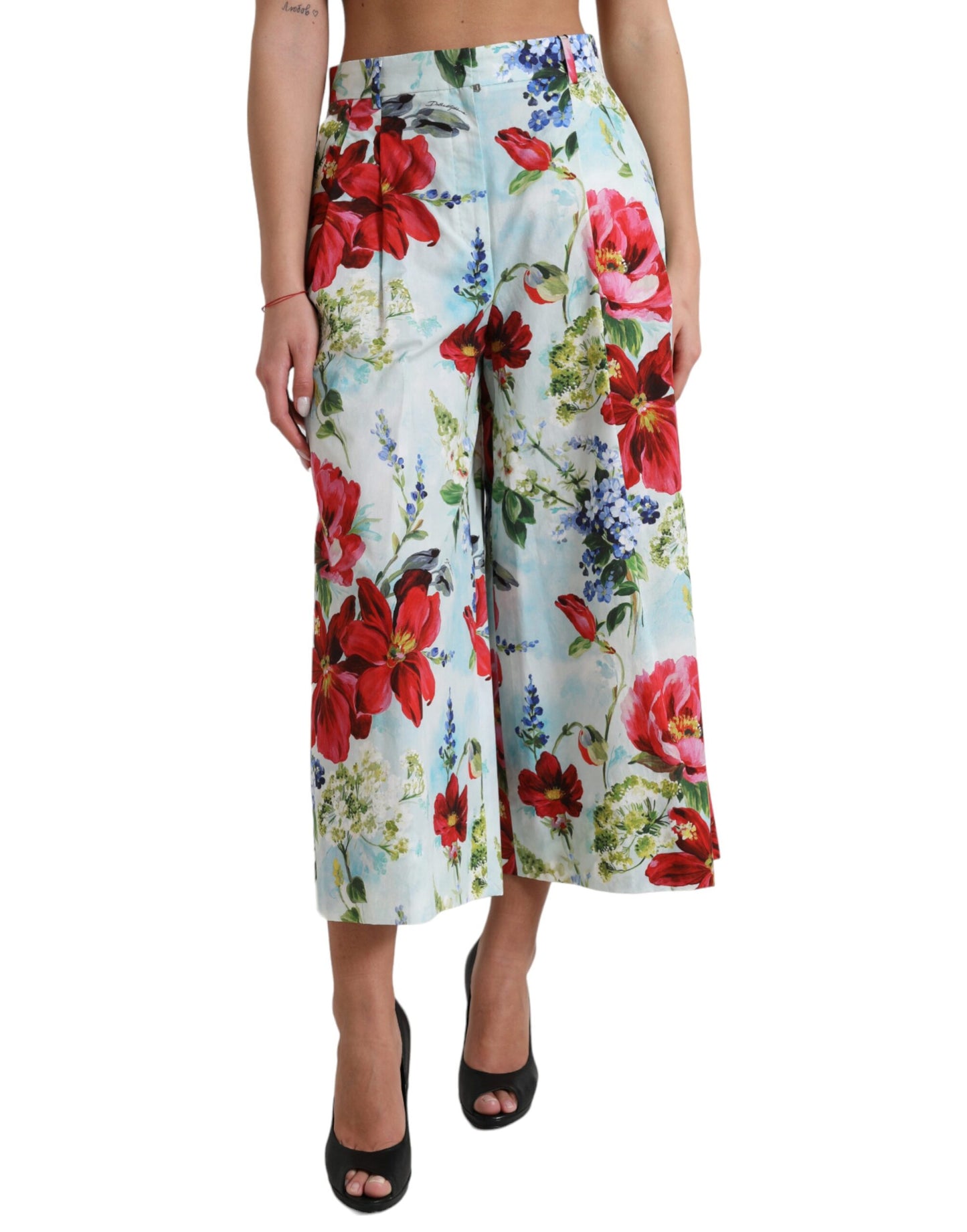 Dolce &amp; gabbana pantalon large taille haute à fleurs