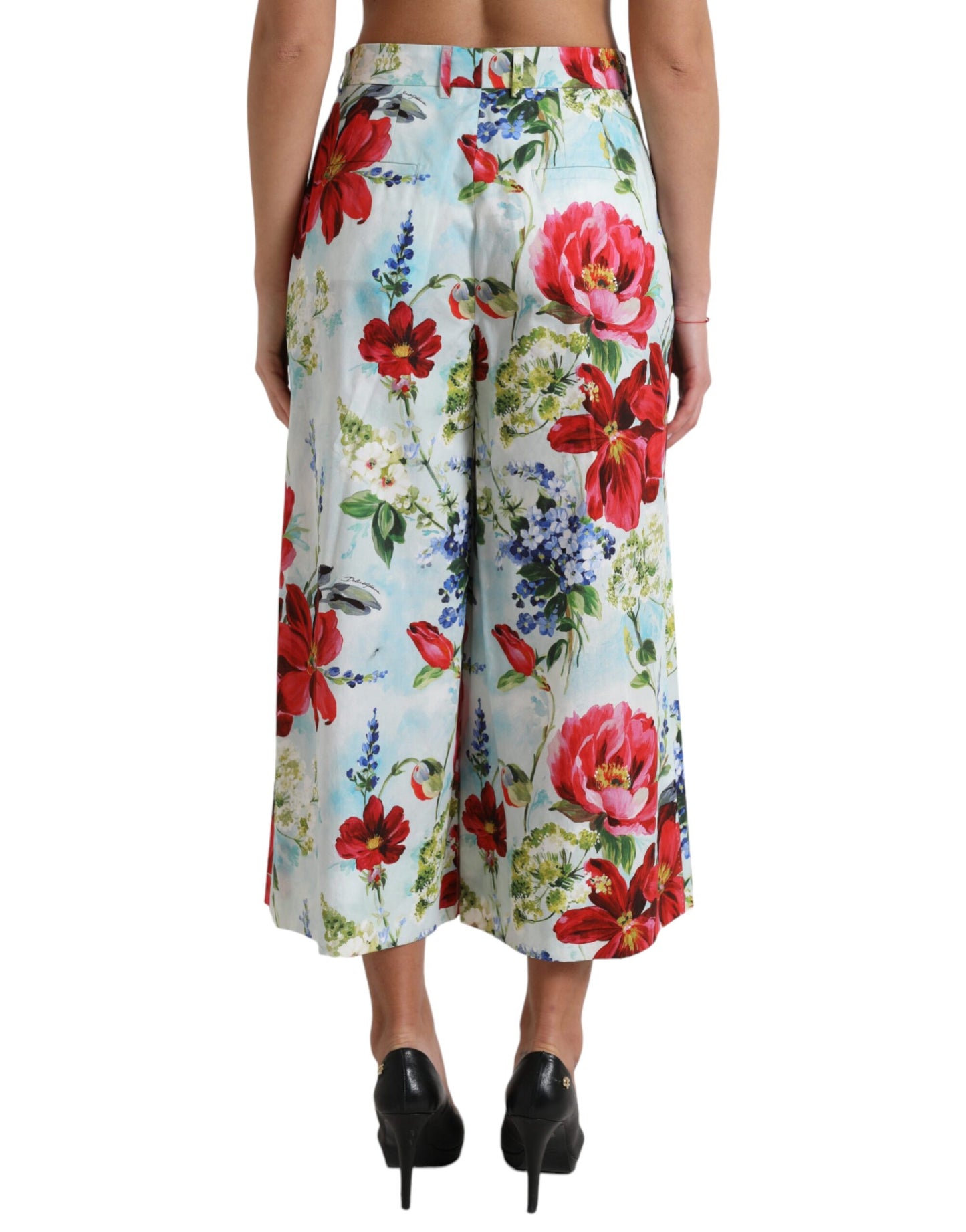 Dolce &amp; gabbana pantalon large taille haute à fleurs