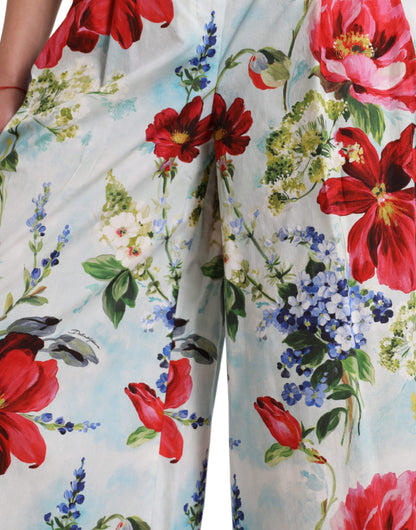 Dolce &amp; gabbana pantalon large taille haute à fleurs