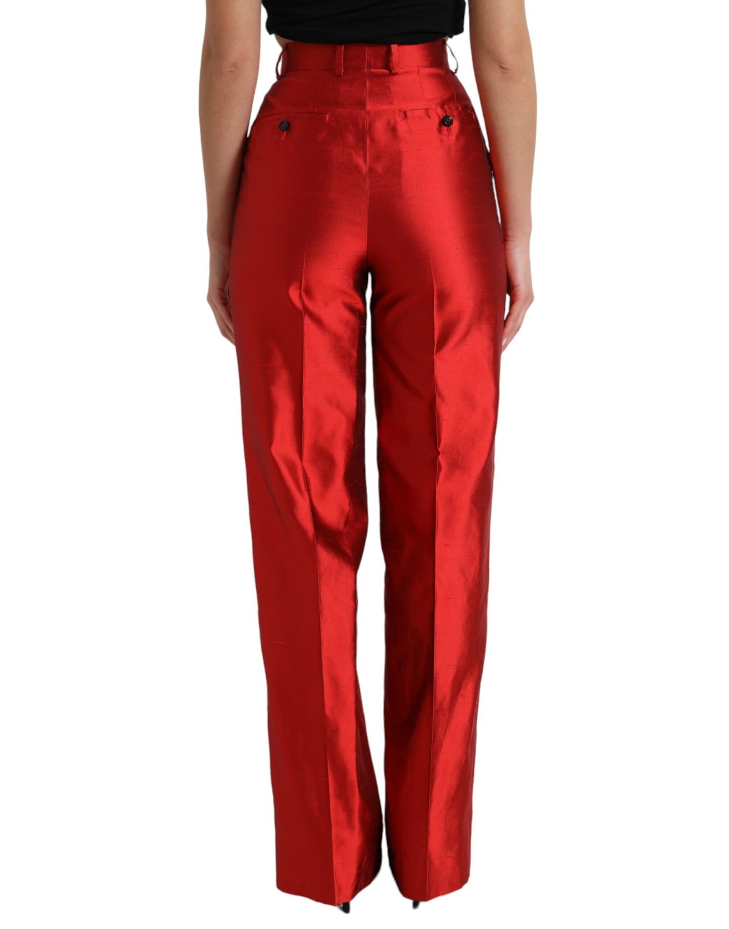 Dolce &amp; gabbana pantalon large taille haute en soie