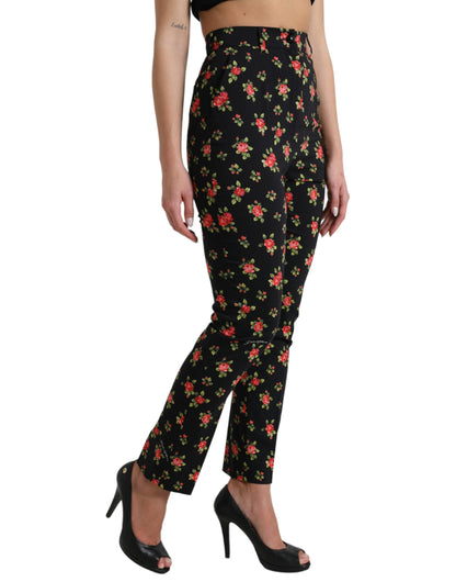 Dolce &amp; gabbana pantalon fuselé à fleurs taille haute