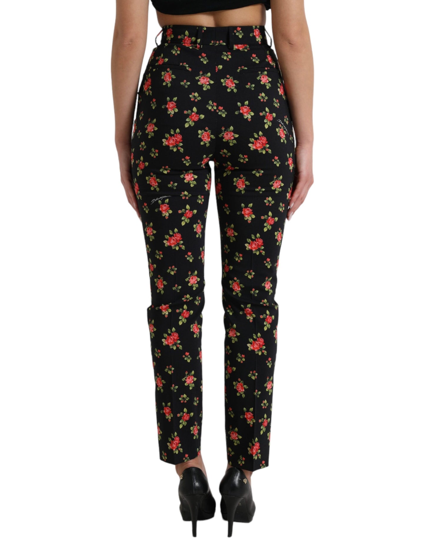 Dolce &amp; gabbana pantalon fuselé à fleurs taille haute