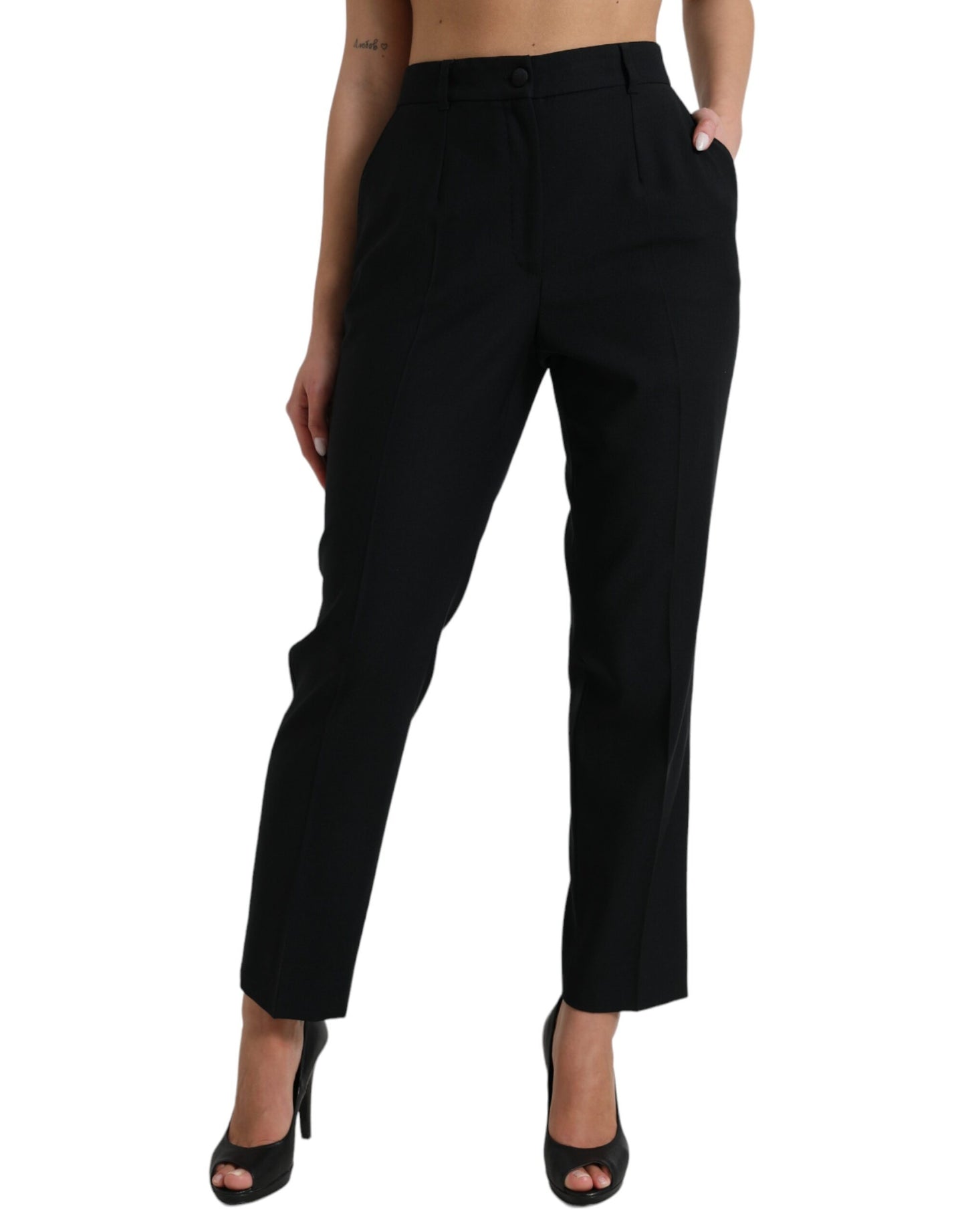 Dolce &amp; gabbana pantalon en laine taille haute