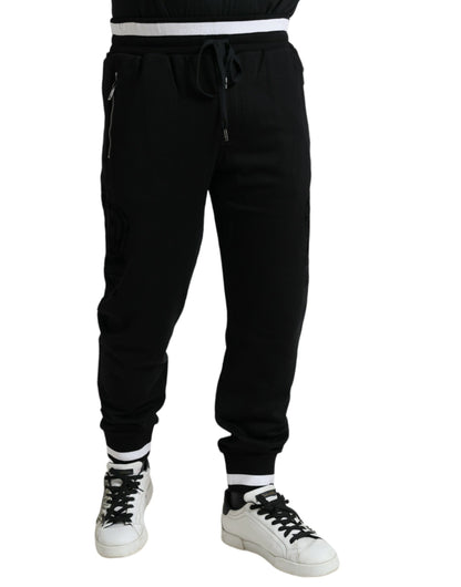 Pantalon de jogging en coton noir et blanc Dolce &amp; gabbana