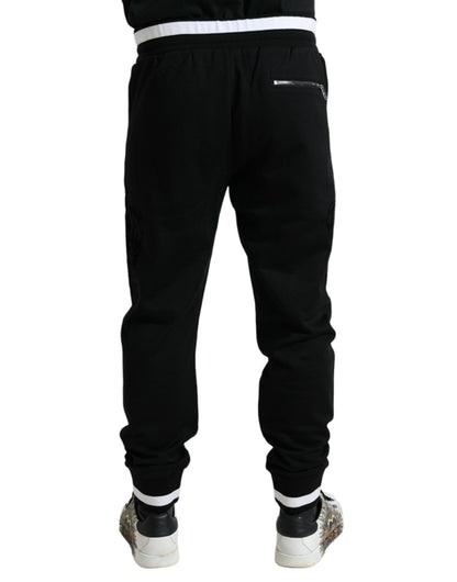 Pantalon de jogging en coton noir et blanc Dolce &amp; gabbana