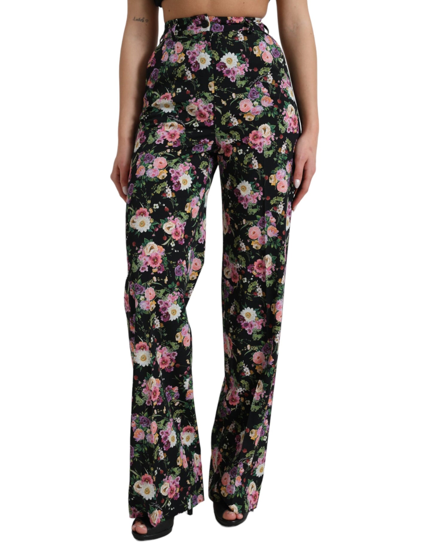 Dolce &amp; gabbana pantalon large taille haute à fleurs