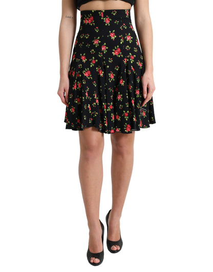 Dolce &amp; gabbana mini-jupe trapèze fleurie avec taille haute