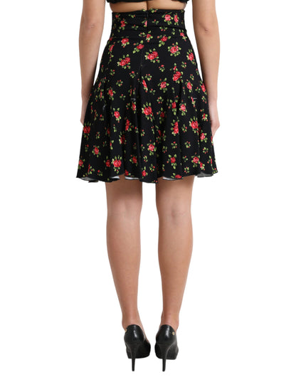 Dolce &amp; gabbana mini-jupe trapèze fleurie avec taille haute