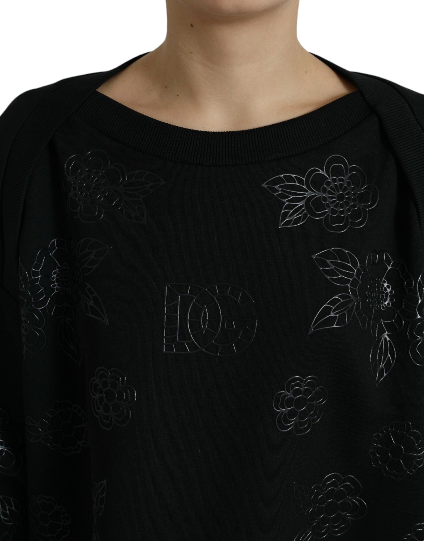 Dolce &amp; gabbana pull noir à appliques florales