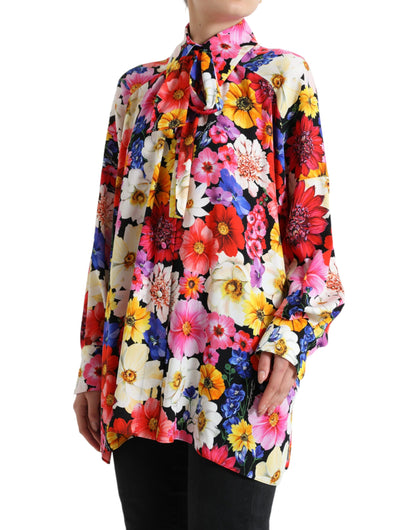 Blouse en soie fleurie Dolce &amp; gabbana avec fermeture à nouer sur le devant