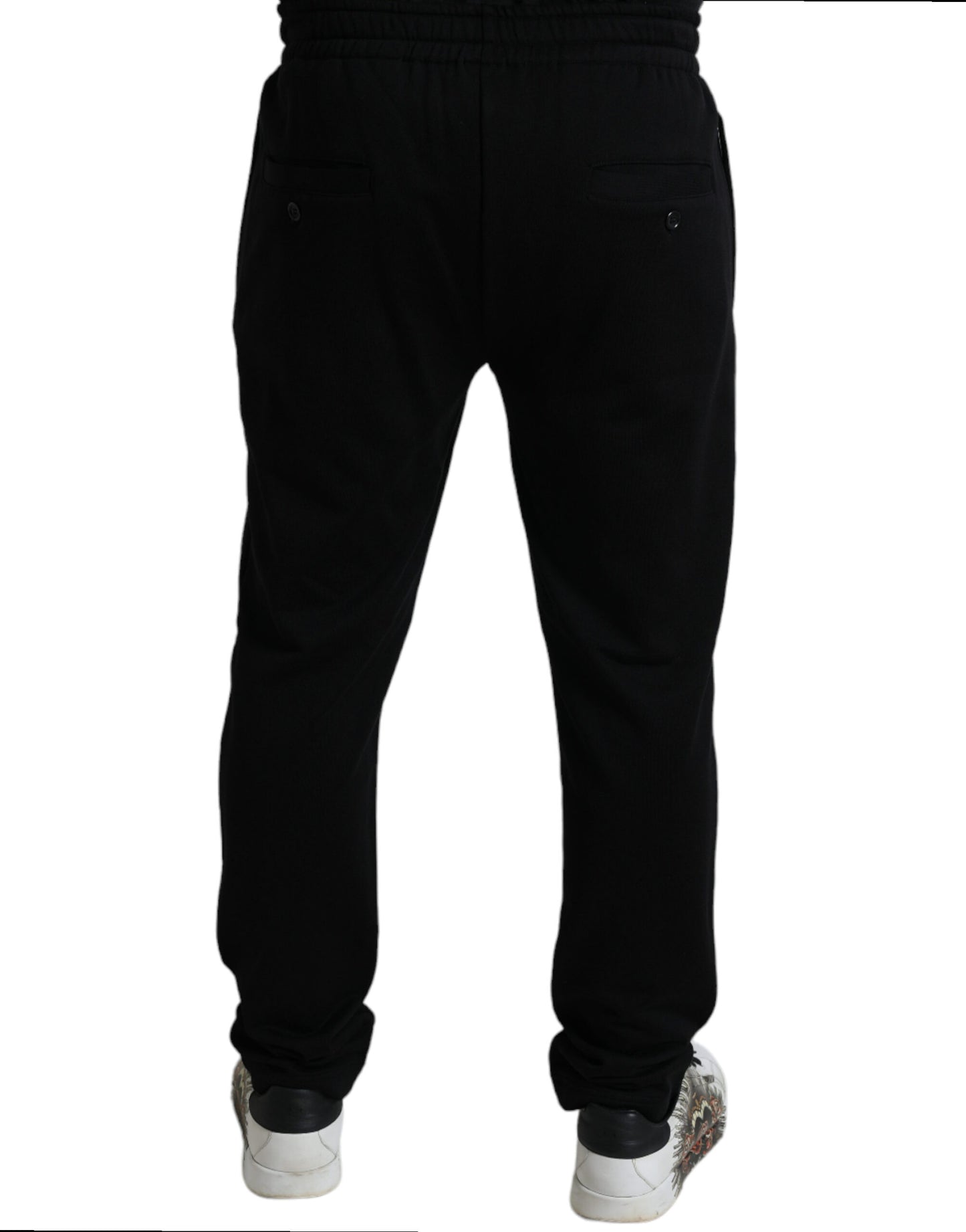 Dolce &amp; Gabbana Pantalon de jogging élégant en coton noir avec logo brodé