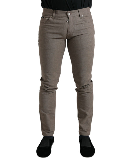 Dolce &amp; gabbana pantalon skinny stretch en coton marron