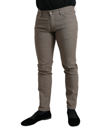 Dolce &amp; gabbana pantalon skinny stretch en coton marron