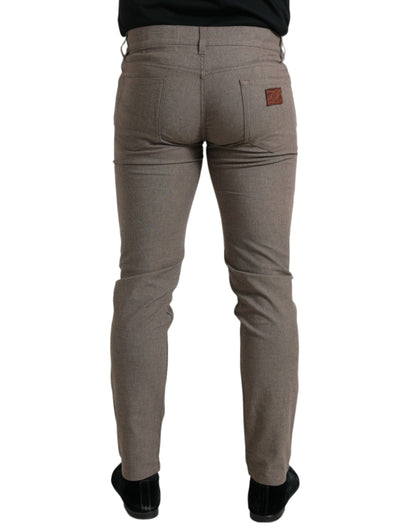 Dolce &amp; gabbana pantalon skinny stretch en coton marron