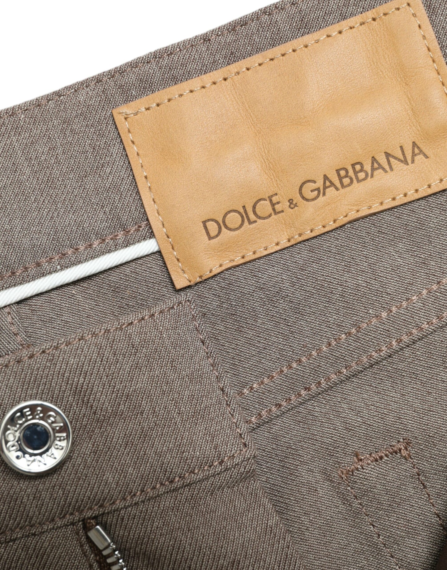 Dolce &amp; gabbana pantalon skinny stretch en coton marron