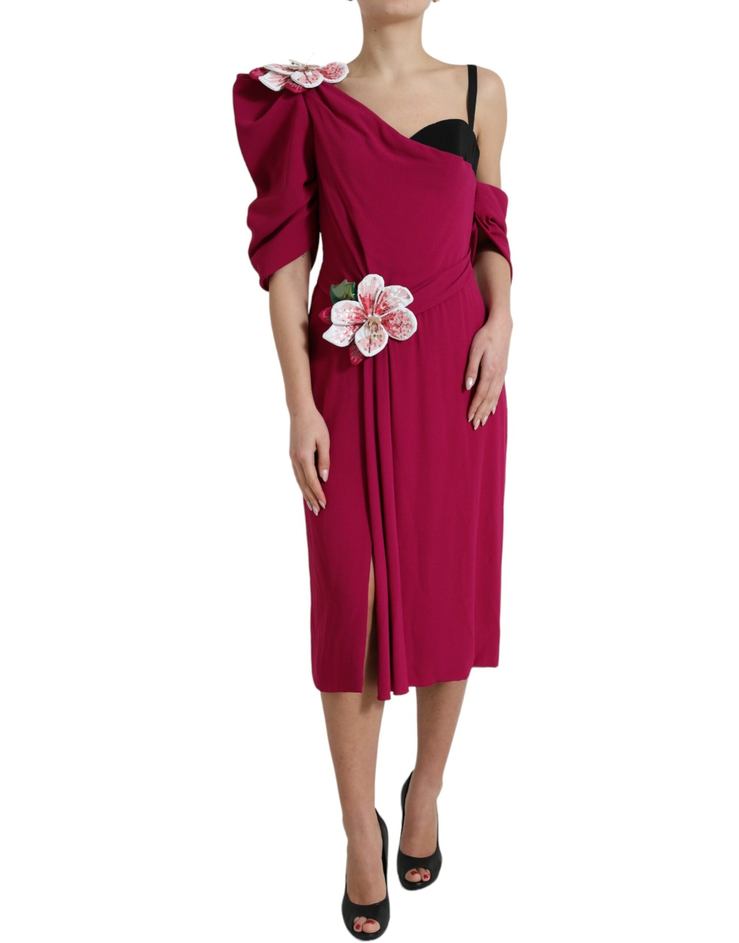 Robe fourreau midi en soie violette Dolce &amp; gabbana