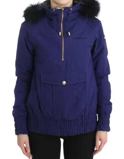 Veste K-Way bleue Gf Ferre avec accent en fausse fourrure