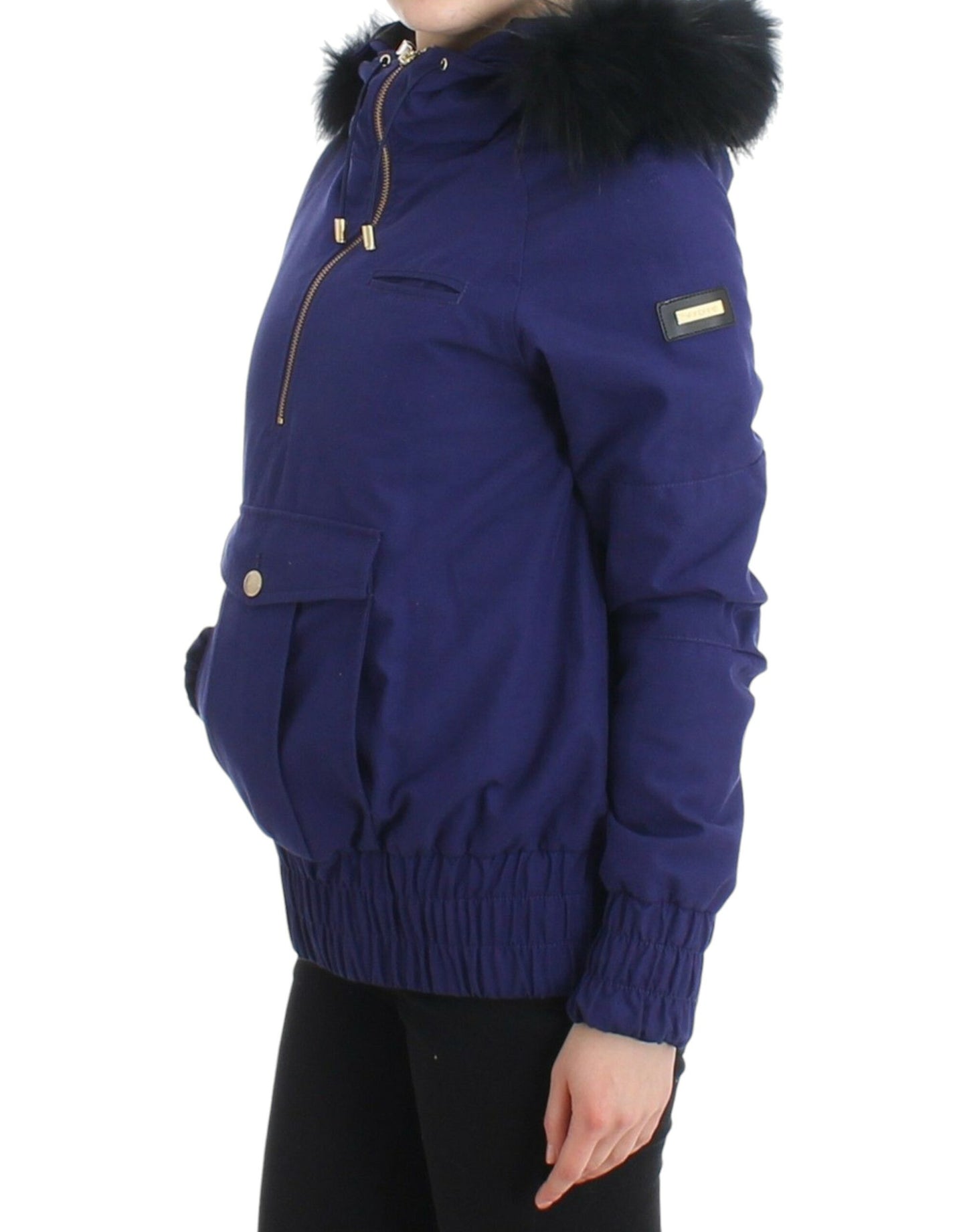 Veste K-Way bleue Gf Ferre avec accent en fausse fourrure