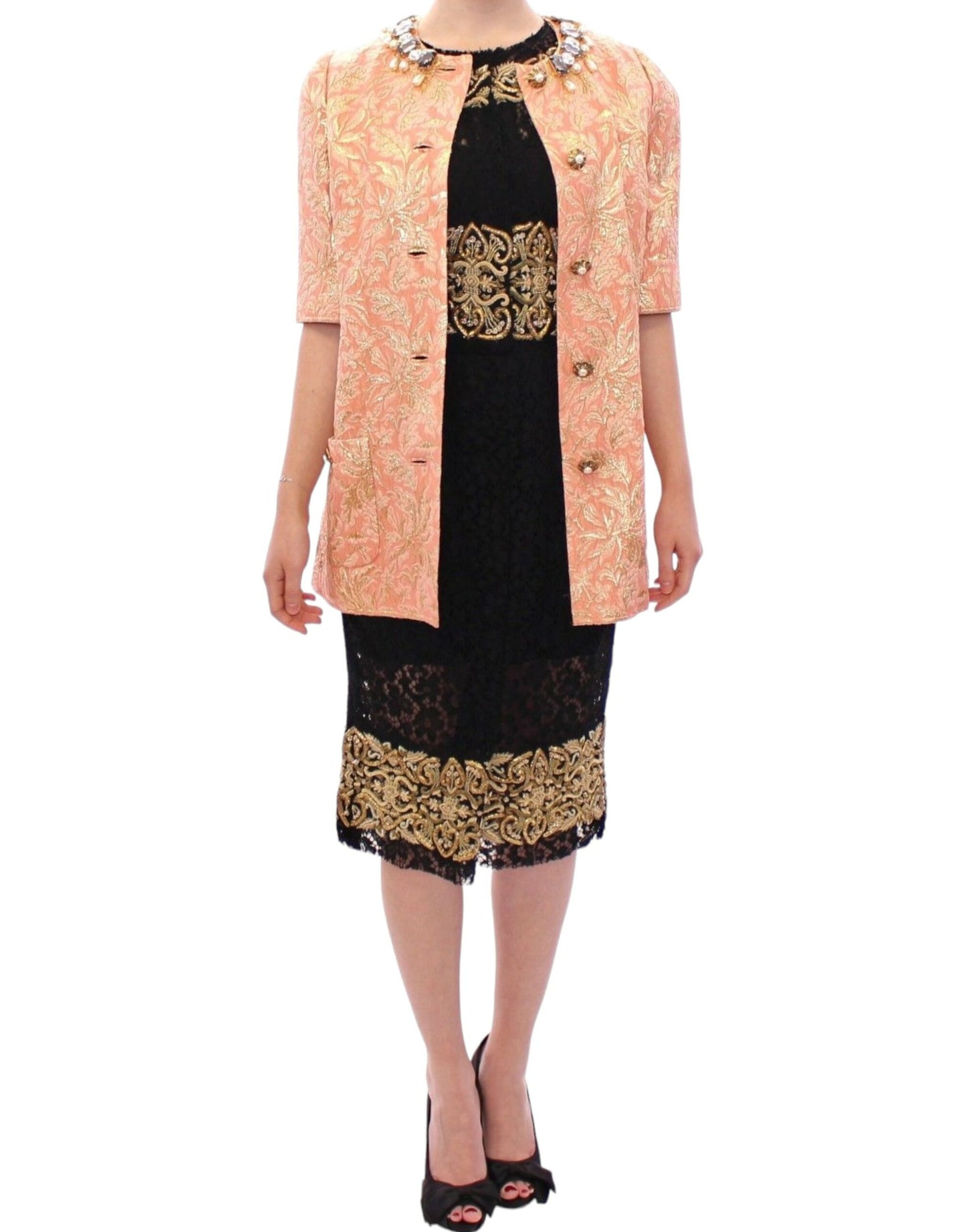 Veste manteau en brocart de cristaux exclusif Dolce &amp; Gabbana