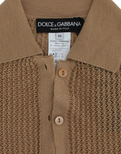 Dolce &amp; gabbana pull cardigan polo en coton tricoté beige