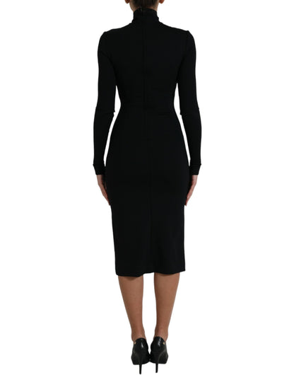 Dolce & Gabbana Elegant Black Bodycon Turtleneck Dress