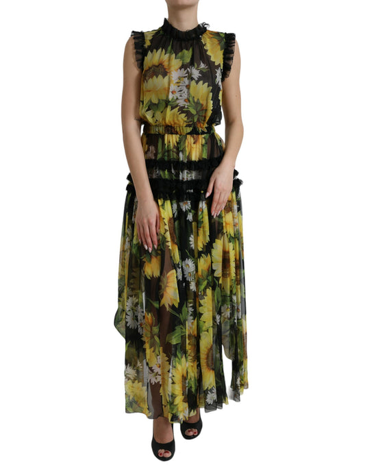 Robe longue en soie tournesol Dolce &amp; gabbana