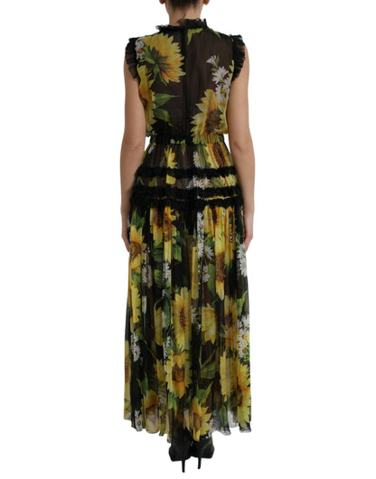 Robe longue en soie tournesol Dolce &amp; gabbana