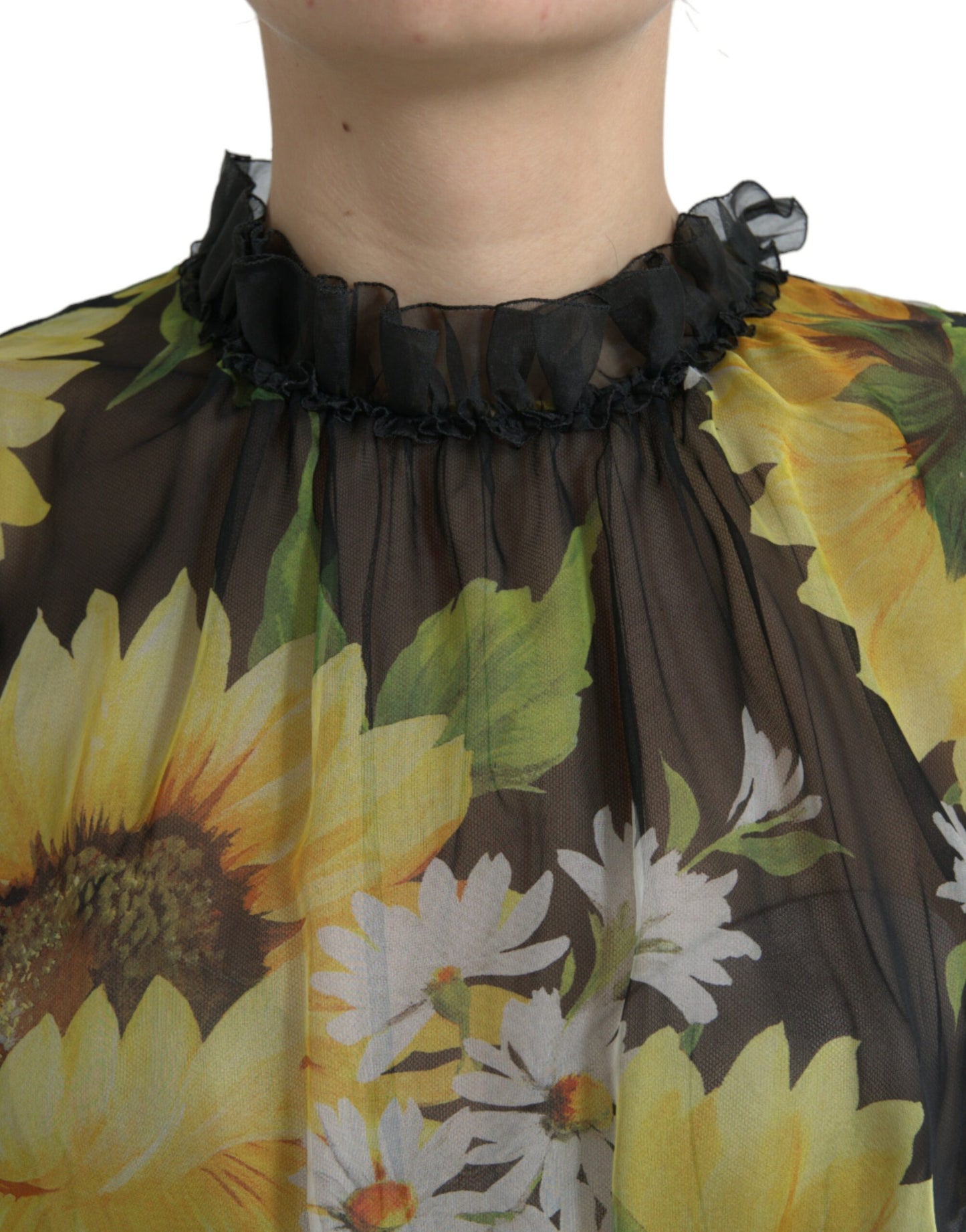 Robe longue en soie tournesol Dolce &amp; gabbana